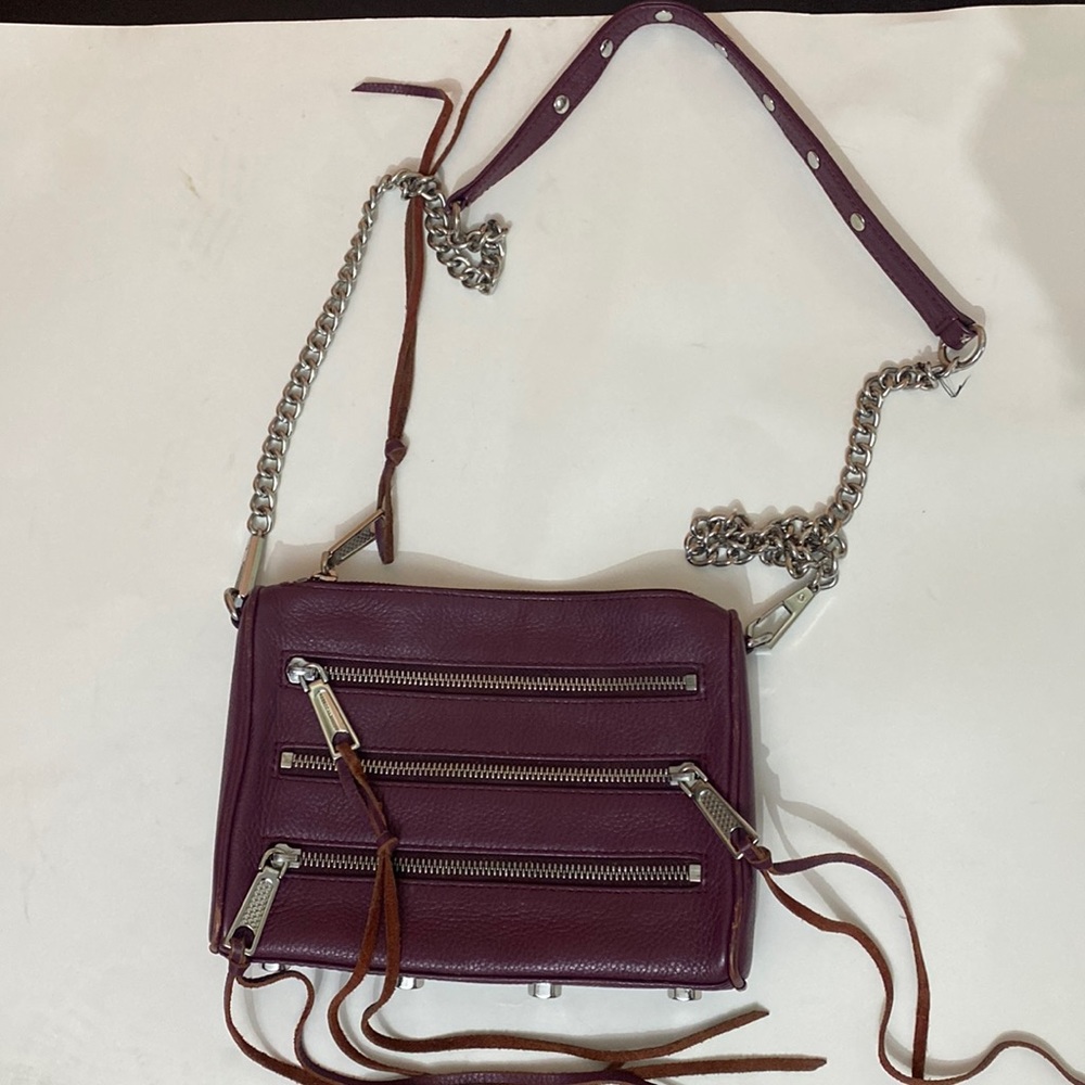 Burgundy Rebecca mink off cross body